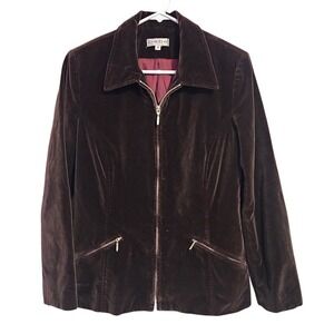 BEBE San Francisco VTG‎ Rich Brown Velvet Jacket 90s Zip Up Office Siren size 10